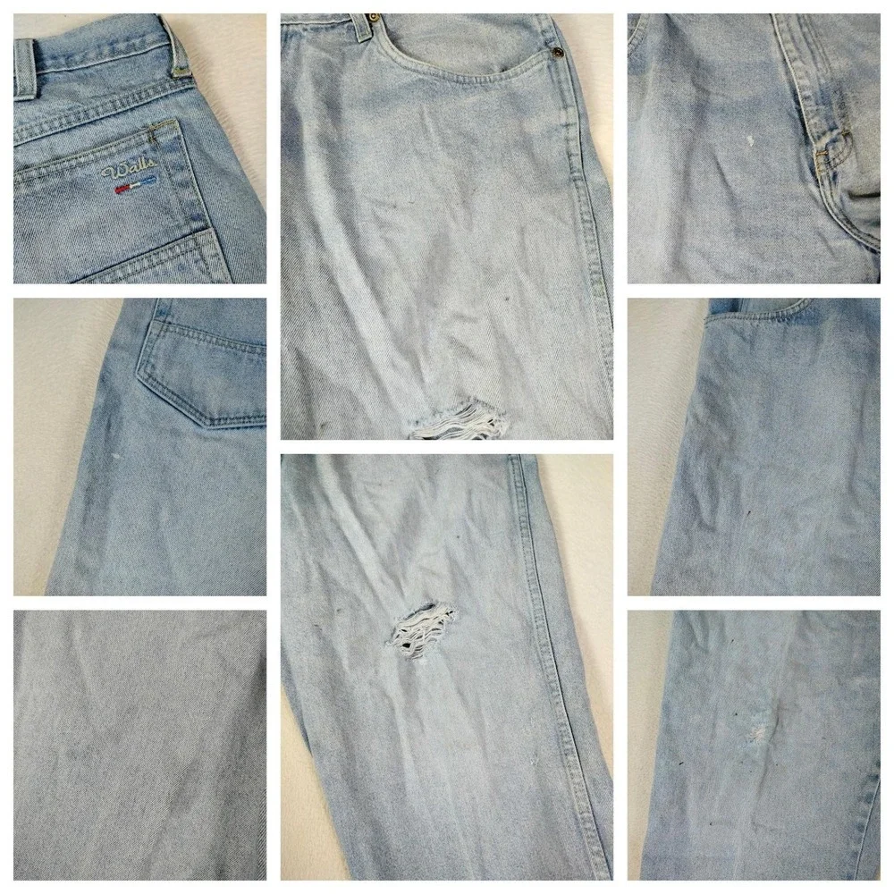 Vintage Walls Jeans Mens 40 Blue Relaxed‎ Fit Straight Denim Distressed Workwear